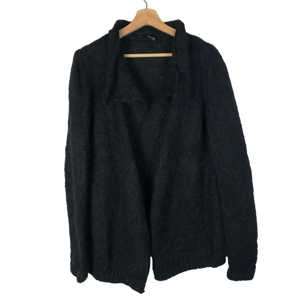 The‎ Kooples Black Mohair Blend Open Drape Front Cardigan Sweater 3/L